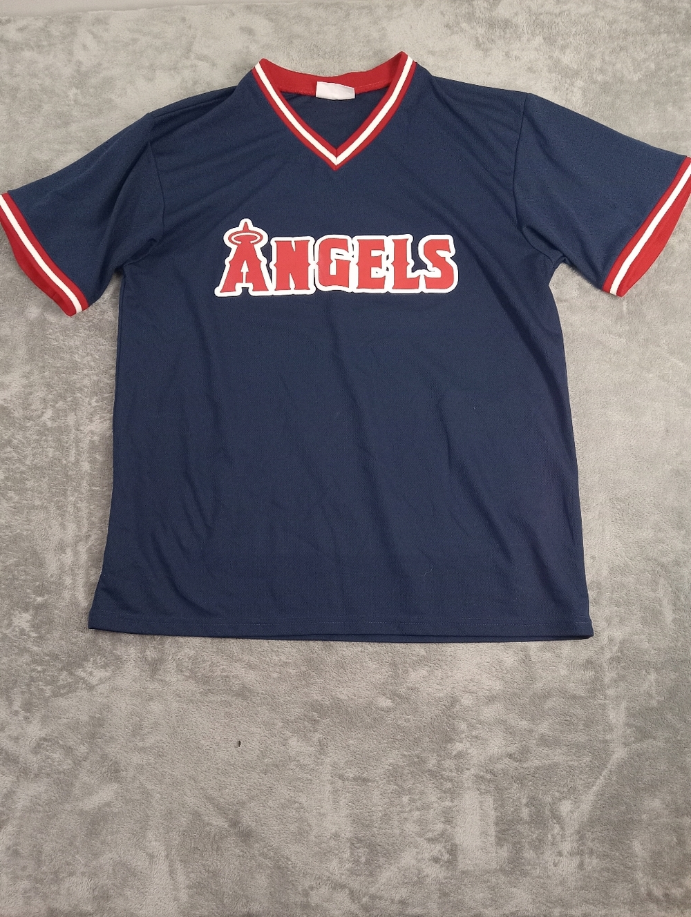 TeamWork Men's Angels Navy & Red V‑Neck  Tee Size Large
